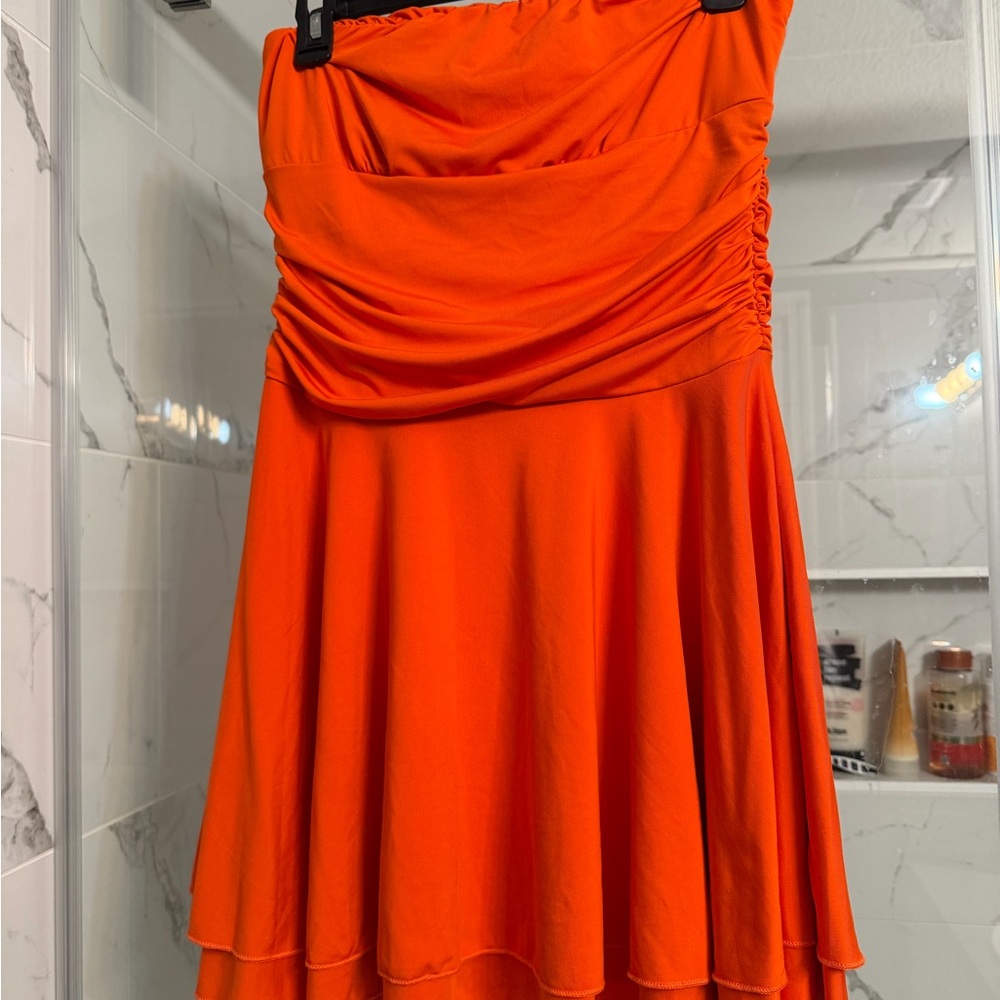 Vibrant Orange Strapless Dress